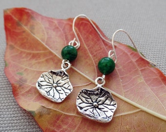 Silver Lotus Leaf Earrings | Woodland Earrings | Silver Boho Earrings | Nature Earrings