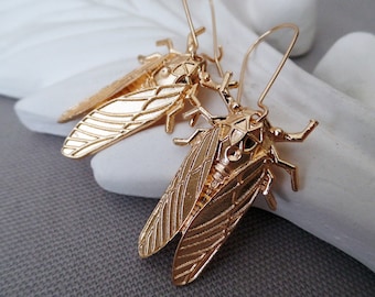 Cicada Earrings | Gold cicada Earrings | Woodland Jewelry