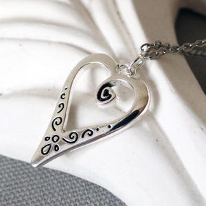 Silver Heart Necklace | Silver Necklace | Double Heart Necklace