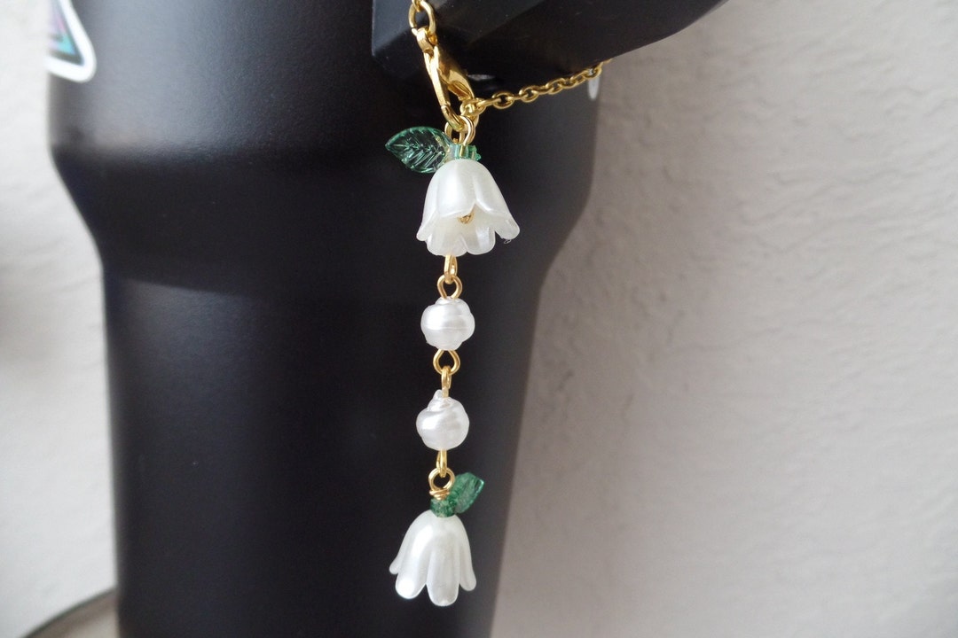 Lily of the Valley Tumbler Charm | Personalized Floral Handle Accessory ...
