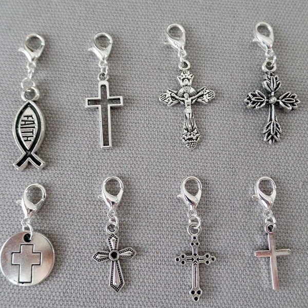 Cross Zipper Pull | ID Badge Reel Charm | Personalized Charm  | Backpack Charm