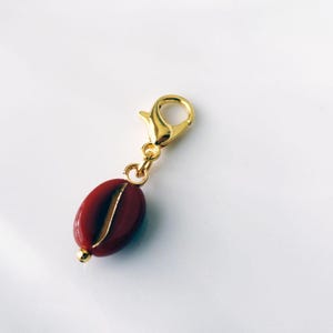 Itty-Bitty Coffee Bean Clip-On Charm | ID Badge Reel Charm | Personalized Charm | Backpack Charm | Zipper Pull