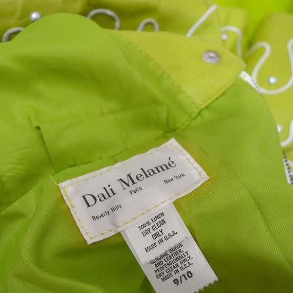 Vintage Dali Melamé Neon Green Lamb Nappa Leather… - image 4