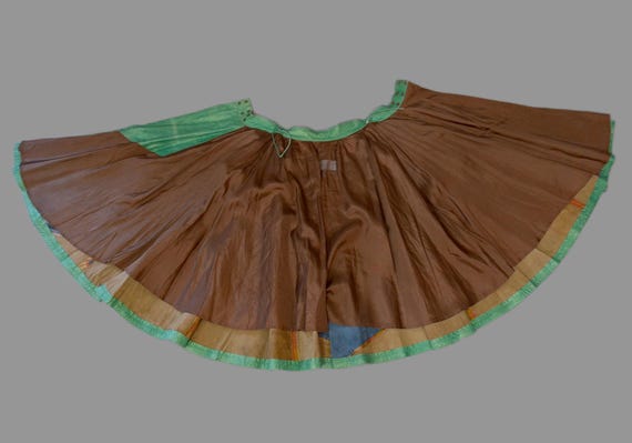 Vintage LEATHER Patchwork Circle Line Dance Flare… - image 10