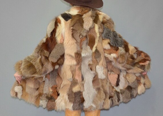 Vintage Multicolor Ethnic Dyed Fox Fur Couture Bo… - image 5