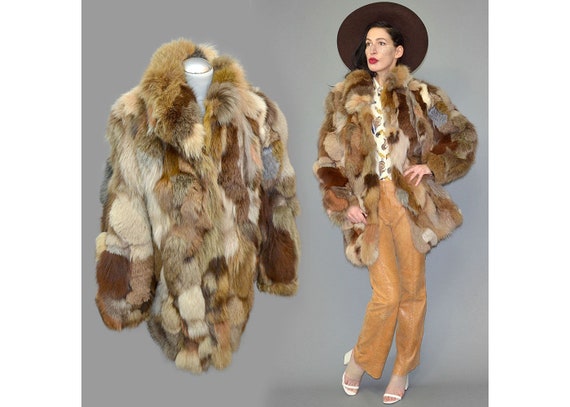 Vintage Multicolor Ethnic Dyed Fox Fur Couture Bo… - image 1