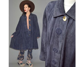 Vintage ZASPEL Draped Richelieu Lace Cut-Out Embroidered Peek-A-Boo Swing Draped Trapeze Duster Coat Mirror Beaded Logo Trumpet Romantic 90s