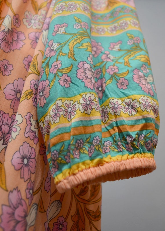 Vintage Indian Cotton Oriental Sari Caftan Flared… - image 6