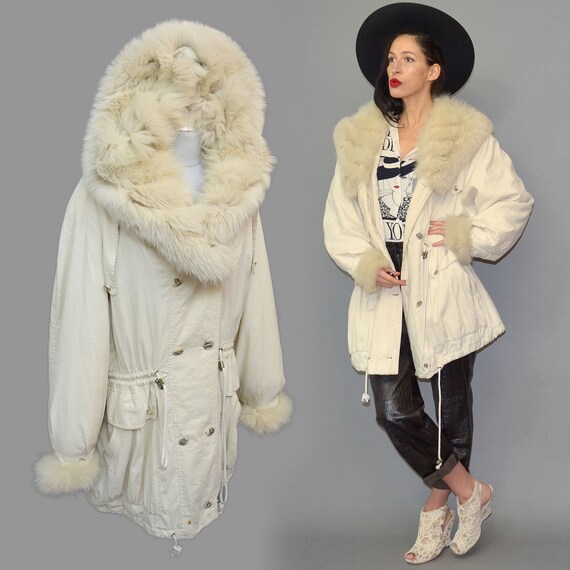 Vintage Colette Arctic Fox Fur Lined Hood + Cuff … - image 9