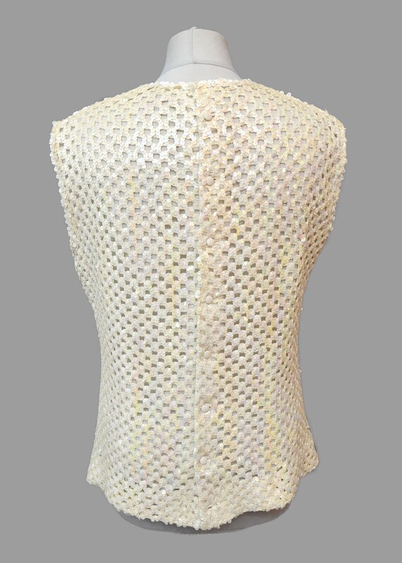 Vintage Sequin Embellished Mesh Net Sheer ICONIC … - image 7