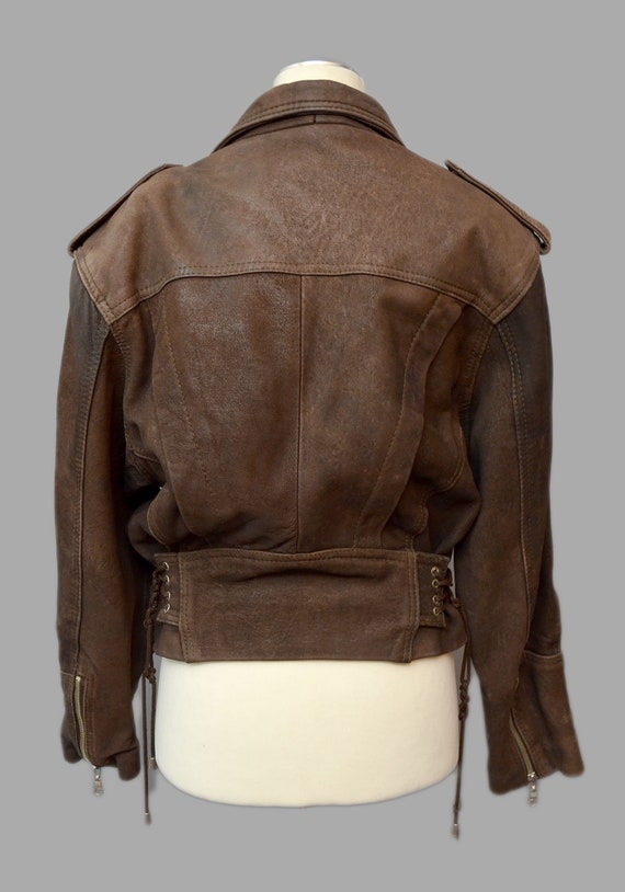 Vintage Antique Patina Shabby Chunky Biker Jacket… - image 5
