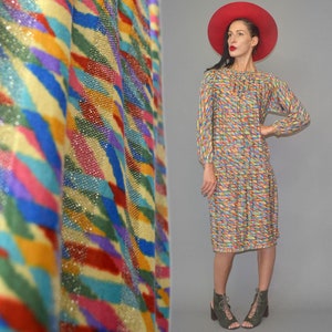 Vintage MISSONI Orange Label Graphic Geometric Lurex Metallic Shimmering Scarf Silk Blend Tube Dress Slinky Jersey Slouch Sweater Gown Robe