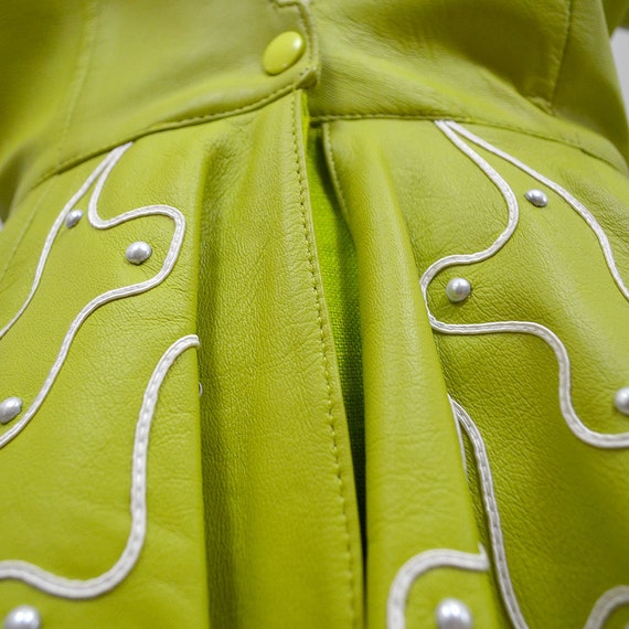 Vintage Dali Melamé Neon Green Lamb Nappa Leather… - image 5