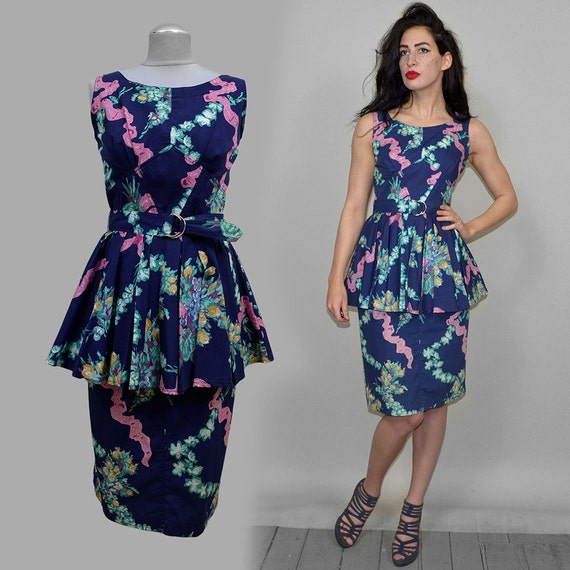 Vintage Floral Bombshell Bustier Monroe Midi TULI… - image 2