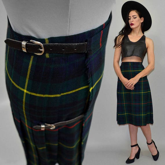 Vintage Tartan Plaid Fringe Blanket Draped Wrap Skirt Buckle Etsy