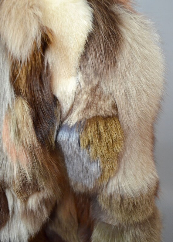 Vintage Multicolor Ethnic Dyed Fox Fur Couture Bo… - image 8