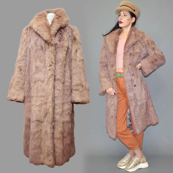 Vintage Pastel Pink Dyed Real Rabbit Fur Box Coat… - image 2