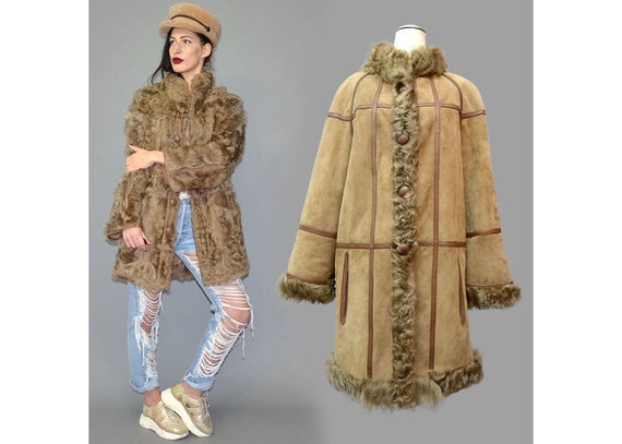 Vintage Shearling Curly Shaggy Lamb Fur Princess … - image 1