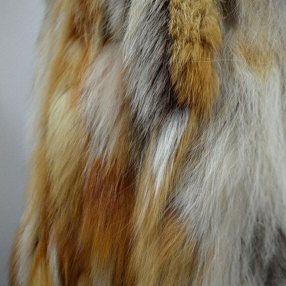 Vintage Shaggy Red Fox Fur Patchwork Banket Curly… - image 5