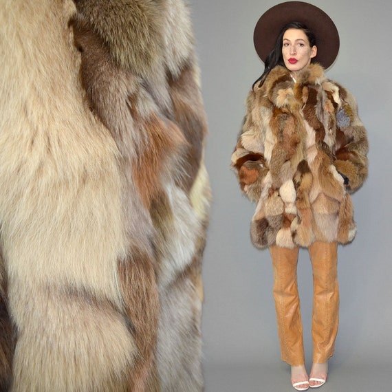 Vintage Multicolor Ethnic Dyed Fox Fur Couture Bo… - image 6