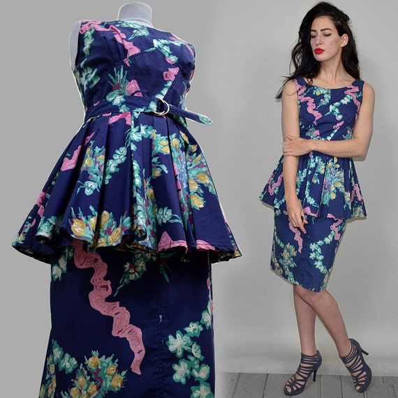 Vintage Floral Bombshell Bustier Monroe Midi TULIP