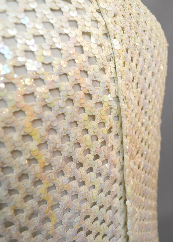 Vintage Sequin Embellished Mesh Net Sheer ICONIC … - image 3