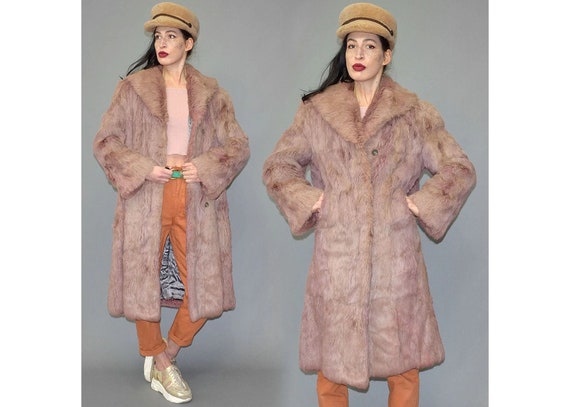 Vintage Pastel Pink Dyed Real Rabbit Fur Box Coat… - image 1