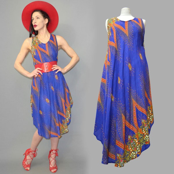 Vintage Afrikaanse tribale etnische print Oversize luchtig gedrapeerd Cape Shirt Festival jurk Boho platter grafisch gedurfde kleuren Kaftan tuniek zomer
