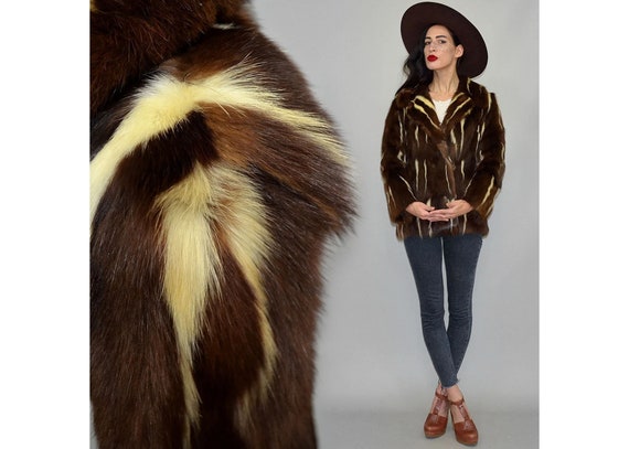 Vintage Real Skunk Fur Lush Glam Deluxe Hippy 197… - image 1