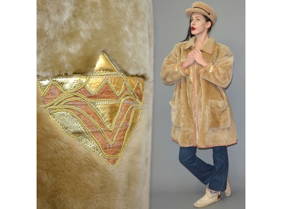 Vintage Cozy Shearling Lamb Fur Real Snake Skin L… - image 1