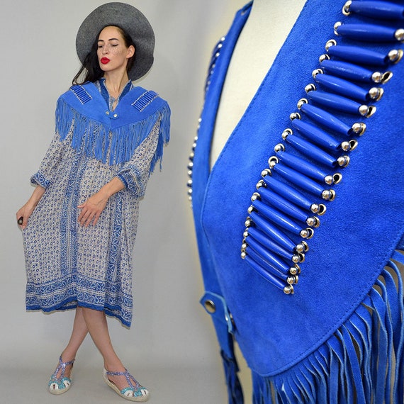 Vintage Real Leather Suede Fringe Festival Cowboy