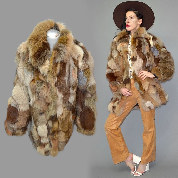 Vintage Multicolor Ethnic Dyed Fox Fur Couture Bo… - image 3