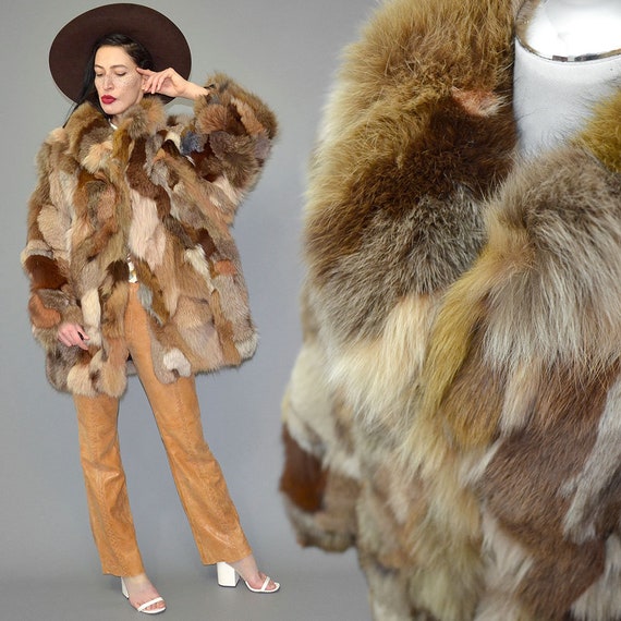 Vintage Multicolor Ethnic Dyed Fox Fur Couture Bo… - image 10