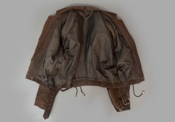 Vintage Antique Patina Shabby Chunky Biker Jacket… - image 3