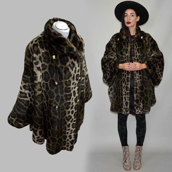 Vintage Plush Leopard Print Faux Fur Webpelz Draped Cape Etsy