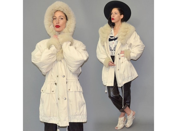 Vintage Colette Arctic Fox Fur Lined Hood + Cuff … - image 1
