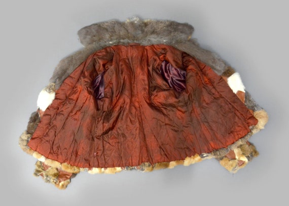 Vintage Patchwork Geometric Rabbit Fur Leather Em… - image 7