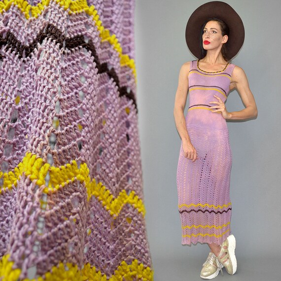 Vintage Handmade Crochet Ombre Tie Dyed Gypsy Mesh