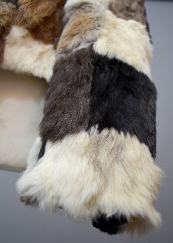 Vintage Rabbit Fur Checkerboard Mending Embroider… - image 5