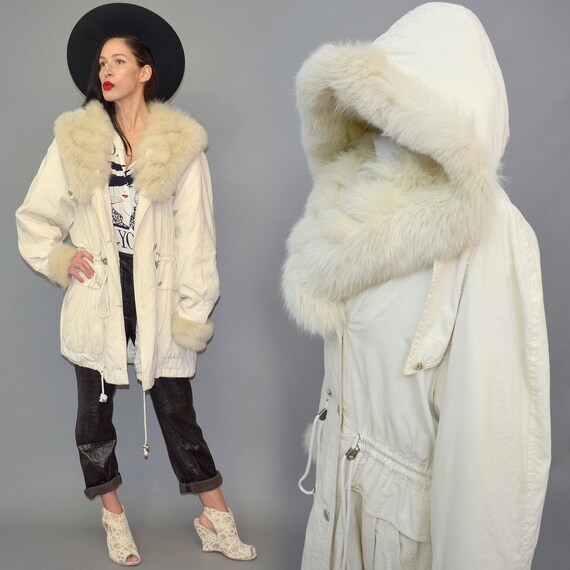 Vintage Colette Arctic Fox Fur Lined Hood + Cuff … - image 2