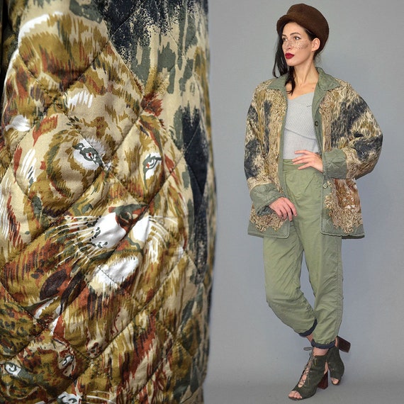 Vintage Brigitte Z Quilted Jacket Embroidered Chai