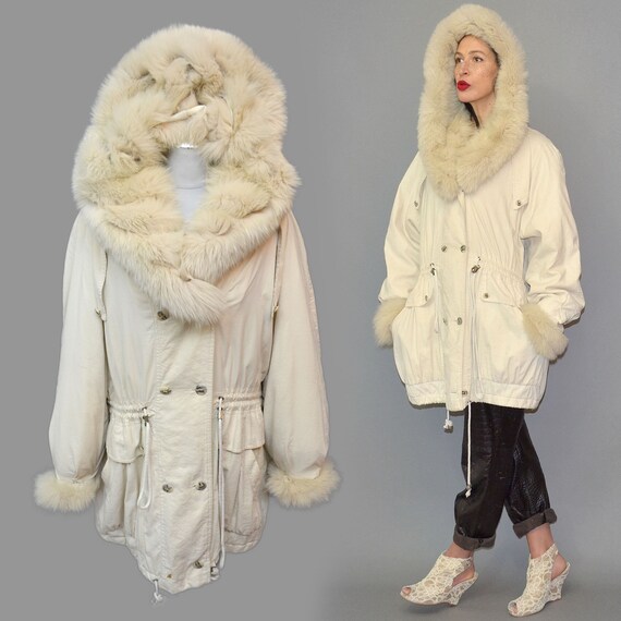 Vintage Colette Arctic Fox Fur Lined Hood + Cuff … - image 3