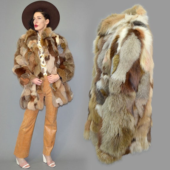 Vintage Multicolor Ethnic Dyed Fox Fur Couture Bo… - image 9