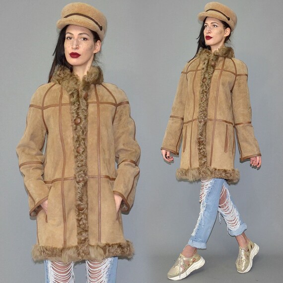 Vintage Shearling Curly Shaggy Lamb Fur Princess … - image 2