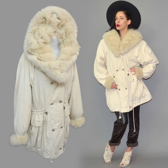 Vintage Colette Arctic Fox Fur Lined Hood + Cuff … - image 5