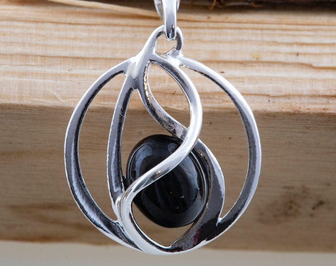 Whitby Jet Pendant. Elegant pendant. Designer pendant. Original British jewelllery. Contemporary jewelry. Perfect gift. Genuine Whitby Jet.