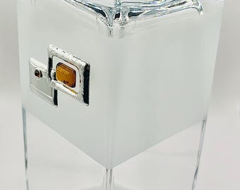 Luxury Glassware. Baltic Amber & sterling silver ornaments. Dual use. Candle holders and vase for flowers. Unique gift. Collector item.