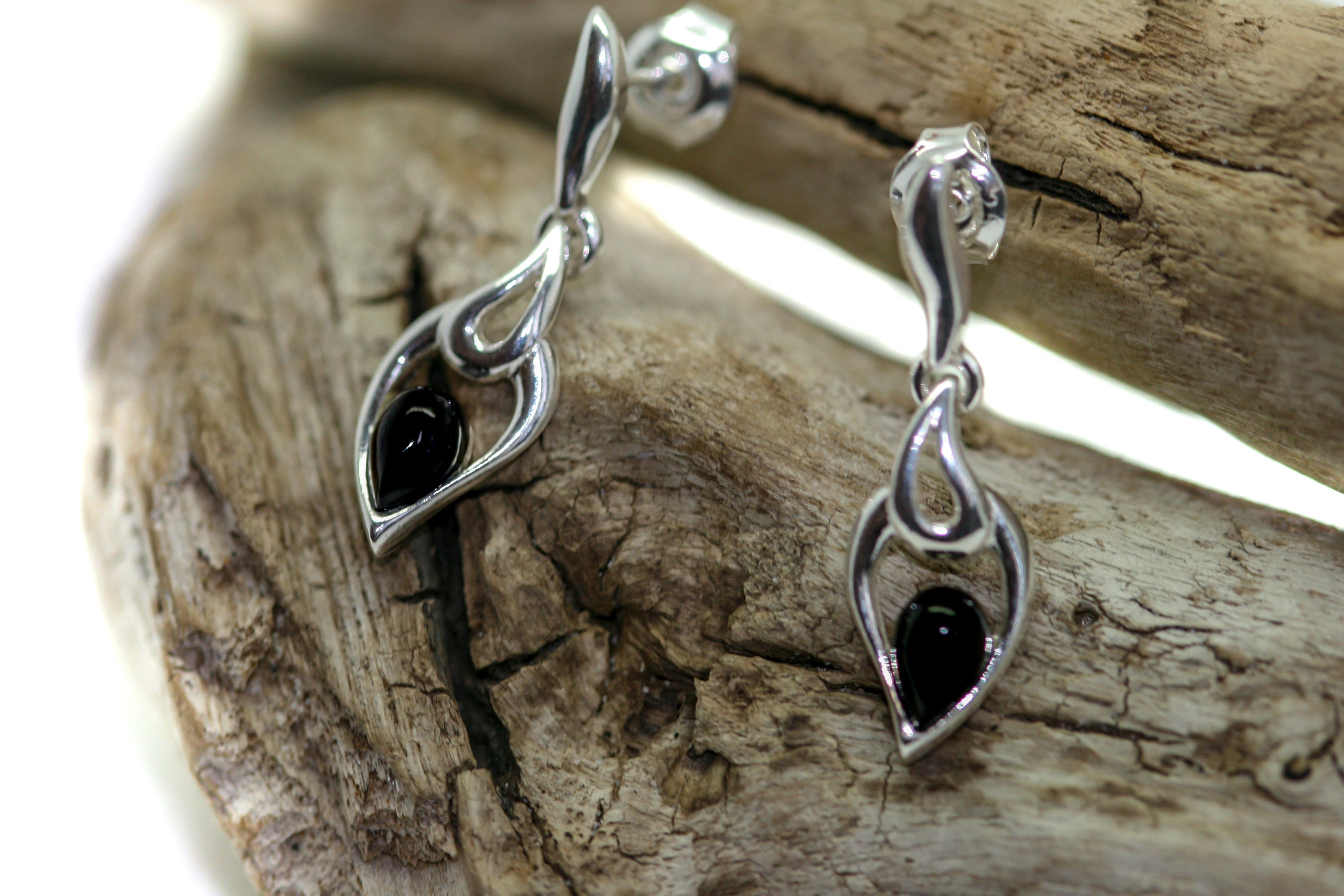 Whitby Jet Earrings. Sterling Silver Earrings, British jewellery