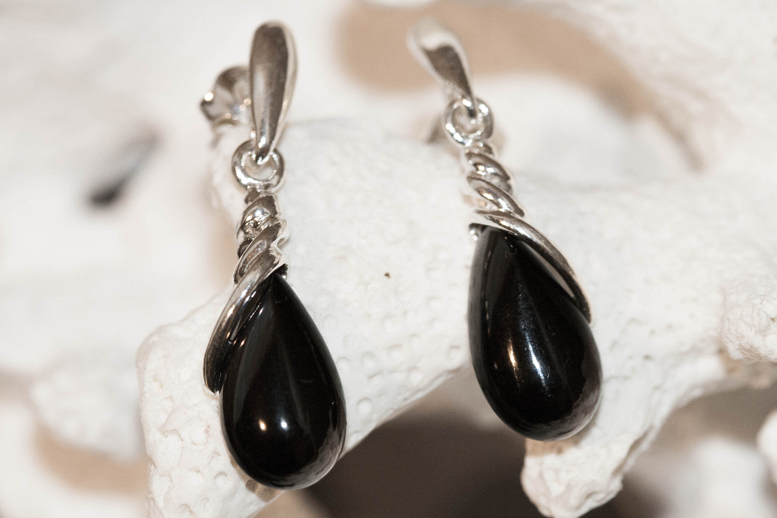 Whitby Jet Earrings. Sterling Silver Earrings, British jewellery