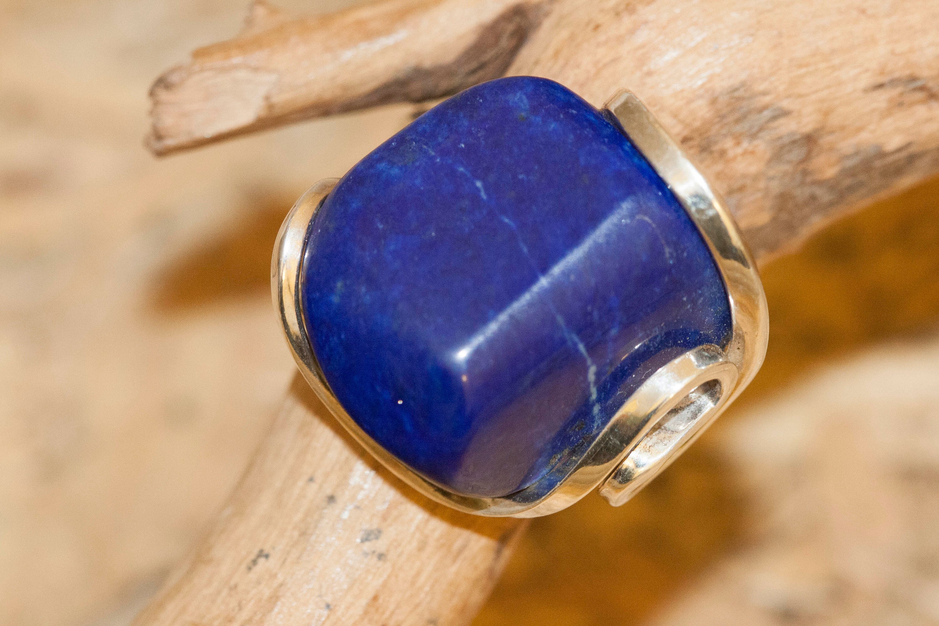Statement Lapis Lazuli Ring fitted in Sterling Silver setting. Lapis